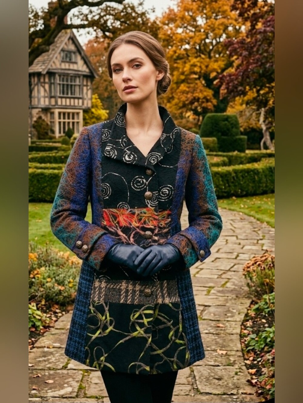 Vintage Parkhurst Outdoor Edition artsy mixed-media patchwork tapestry coat.